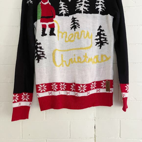 TIPSY ELVES Santa Yellow Snow Ugly Christmas Sweater Medium M - Picture 6 of 10